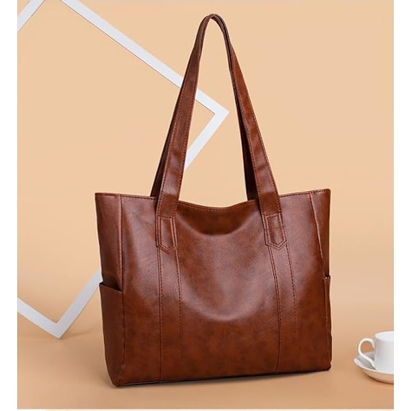 Väskor Dam PU Läder Stor Shopper Dam Stora Handväskor brown 36*12*28cm