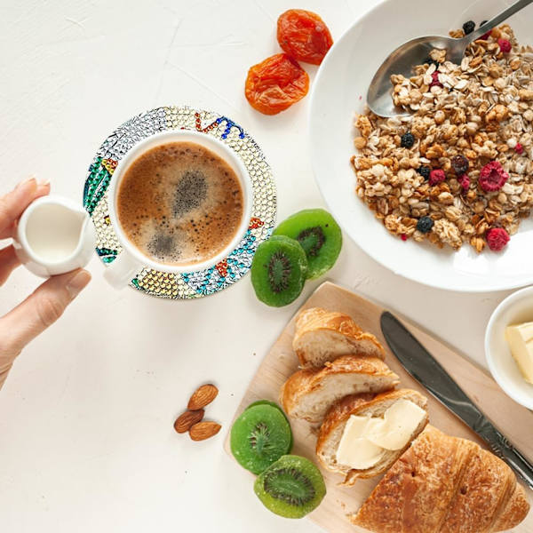 Underlägg, pyssel för vuxna, diamanter för pyssel, DIY-underlägg med undervattensvärldar för eftermiddagste, familjesammankomster och julmiddagar (blå)