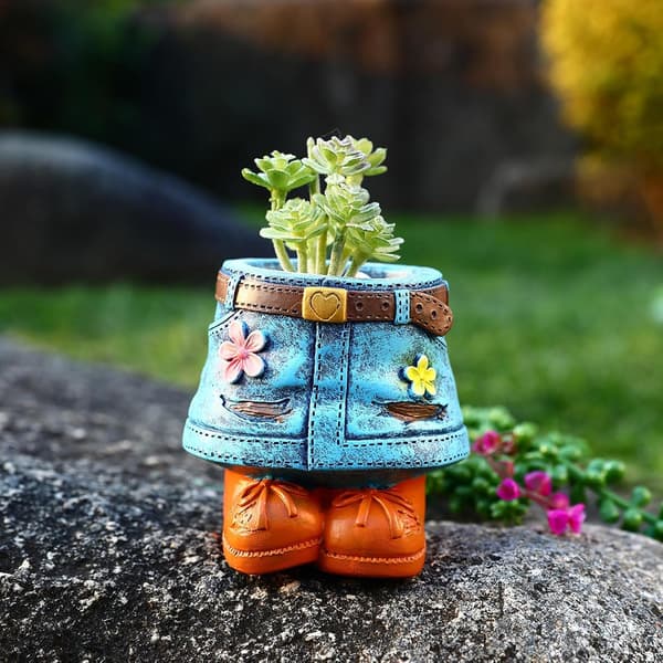 Søde potter til indendørs planter, søde blomsterpotter, unik denimpotte til indendørs planter, dekorative bordpynt, håndværk, plantepotter til balkon, have