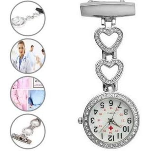 Damer Hjerte Stål Sygeplejerske Læge Tunika Brosche Quartz FOB Lomme Ur