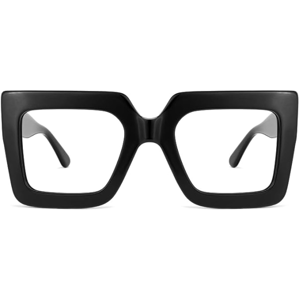 Moderne og tunge oversized firkantede briller til kvinder (lyse sorte stel)