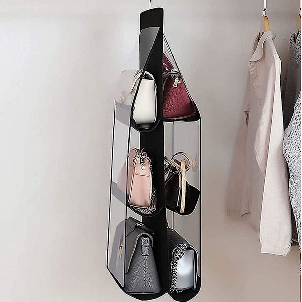 2 stk. Garderobes Opbevaringspose, Skab Organizer Pose, Håndtaske Hanger Organizer til Skab, til College, Student, Stue