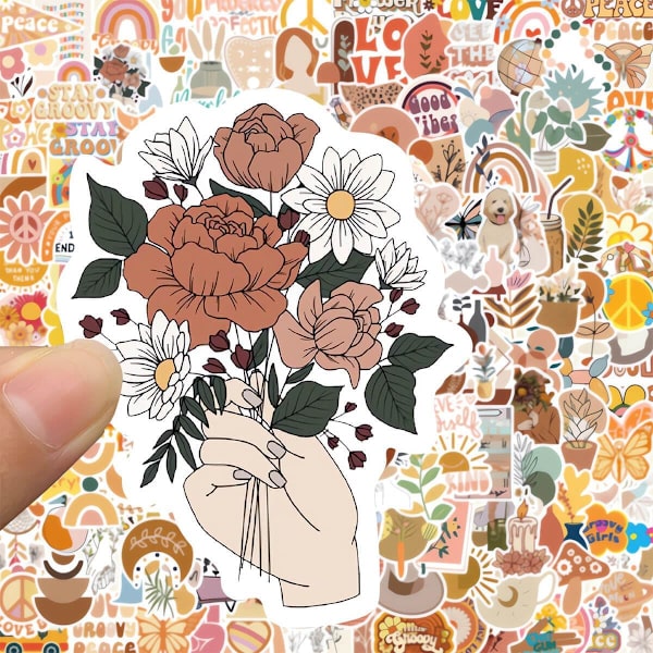 200 Stykker Boho Stickers, Vandflaskestickers, Vandfaste Stickers, Vandfaste Stickers til Laptop, Scrapbog, Guitar, Mobiltelefon osv