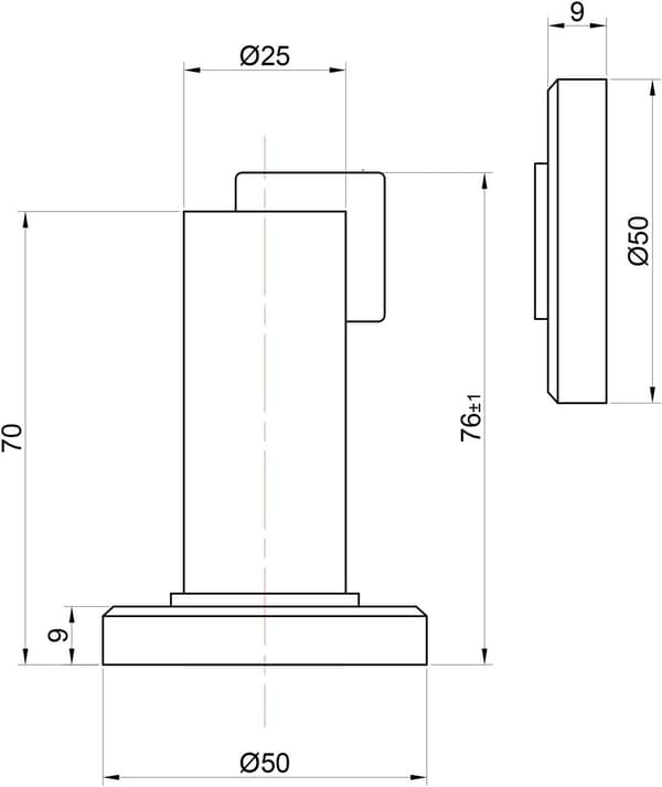Magnetisk dørstopper i rustfrit stål look Dørstopper med gulv- og vægmonteringsmateriale, ø: 5 cm, h: 8,4 cm Rustfrit stål silver