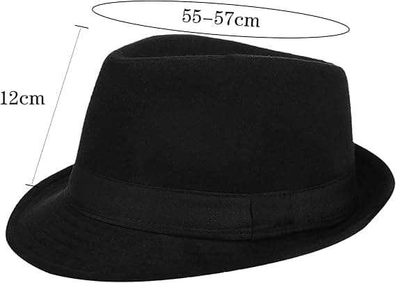 Hat, Panama Hat, Elegant Vinter Bowler Hat, Gentleman Jazz Hat, Varm Efterår Vinter Hat, til Rejsefest Udendørs, (Sort)