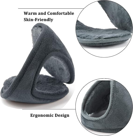 Ørevarmere til mænd og kvinder Klassisk fleece Unisex Vintervarme høreværn, 2 stk, sort og grå