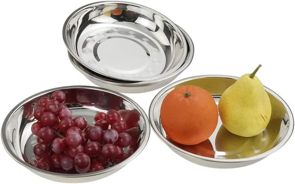 7,64 tum rostfritt stål rund tallrik, middagstallrik, 6-pack