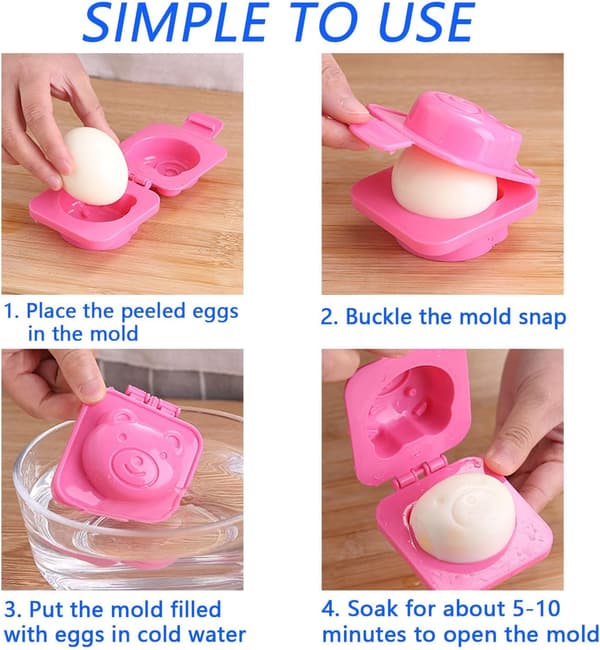 6 stk. Kokt eggform Plast Søte Eggformer Kjøkken Sushi Ris Eggform Dyr Design Egg DIY Form Gadgets Verktøy