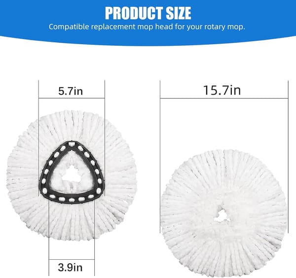 5-pakning moppehoder, for Vileda trekantede svingmopper, mikrofiber svingmopprefill, dyp rengjøring, maskinvaskbar