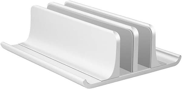 1 stk. Dobbelt Slot Vertikal Laptop Stand Aluminium Legering Skrivebordsholder Med Justerbar Dock Til Notebook Computer Tablets