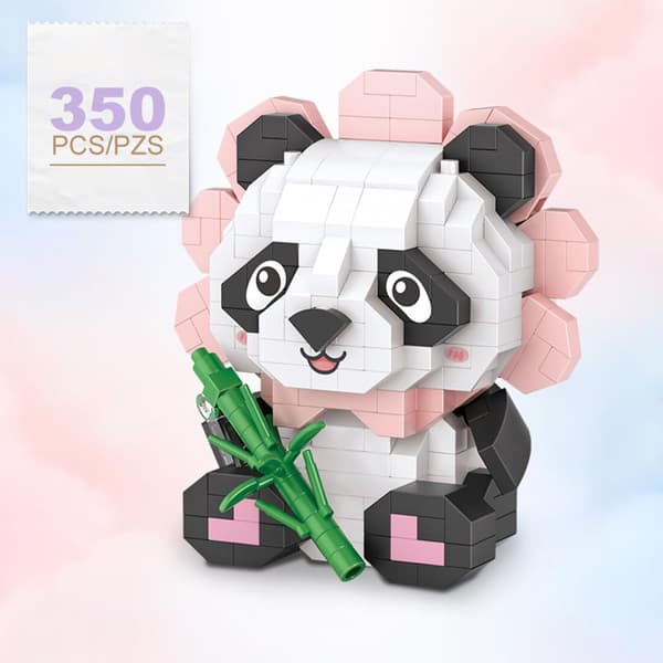 Mini Byggstenar Set Panda Blommönster Heminredning Present till Vuxna