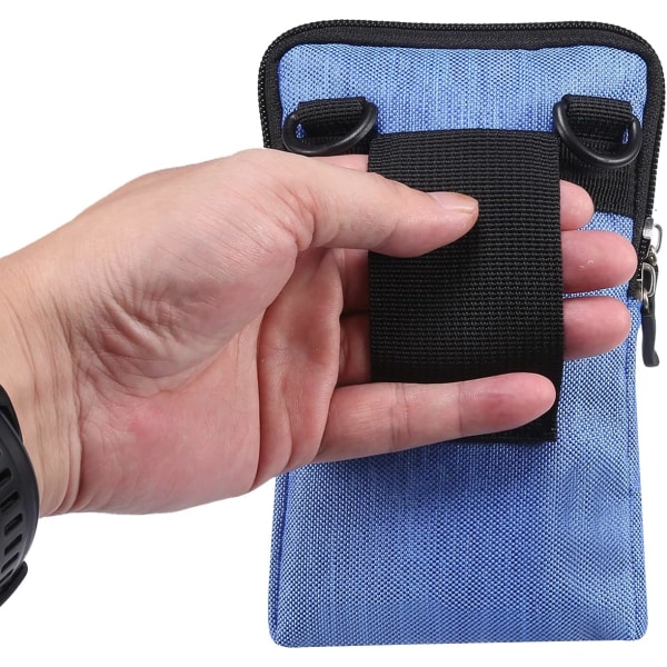 Mobiltelefon Skulderholster, Mobiltelefon Bælteklips Holder, Skulder Messenger Taske Lynlås Kryds blue Large size