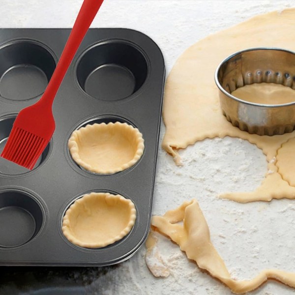 Buddingbakke Dobbeltpakke Muffinform Køkkengrej 4/6/9/12 kop til bagning af kager+pensel black 9 consecutive cups