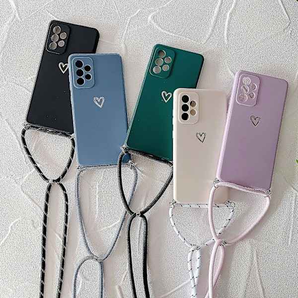 Kaulanauhakotelo yhteensopiva Samsung Galaxy A53 5g -puhelimen kuoren kanssa, säädettävä hihna, silikoninen pehmeä naarmuuntumaton