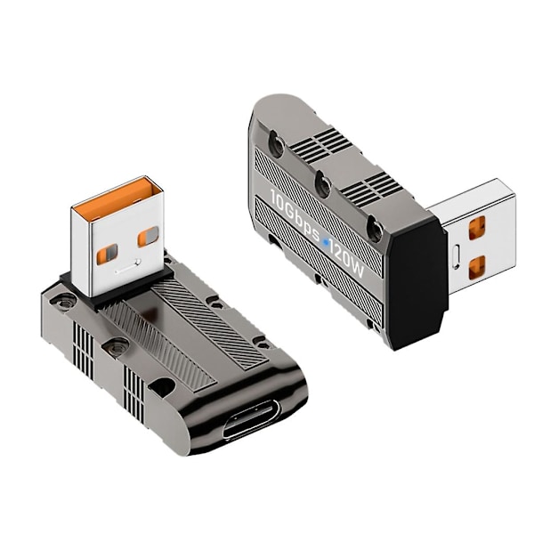 90 graders USB till USB C-adapter Typ C Hona till USB Hane-omvandlare USB-laddningsadapter 10 Gbps 120 W för bärbar dator, telefon, framåtböjd