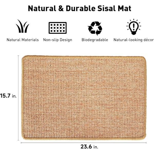 Kattklösmatta, 60x40 cm Naturlig Sisal Kattklösmatta, Horisontell Kattgolvskrapa, Skydda Möbler och Soffor