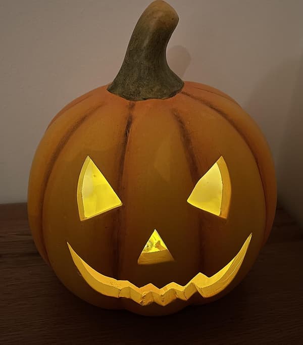 Halloween Dekorativt Græskar Efterårsdekoration Lanterne LED Timer Belyst (Varm Hvid, Terrakotta)