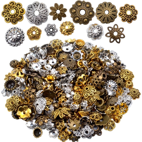 100 g legerade blompärlor Caps Cap ändar Spacer Beads Smycketillbehör för smyckestillverkning, blandade färger