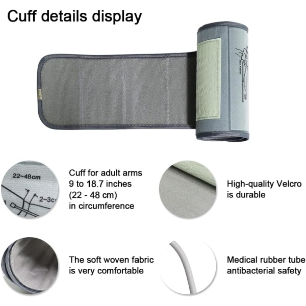 Medium blodtrykksmansjett, ELERA erstatningsmansjett stor, passer til 9\"-16,5\" tommer (22-42 cm) overarm, kun mansjett, blodtrykksapparat ikke inkludert