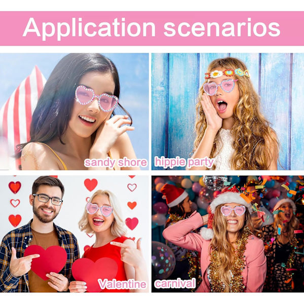 1 par Hjertebriller Bachelorette Party Tilbehør Festival Hippie Party Bursdagskostyme Karneval Sommer Valentinsdag Julegave (Rosa)