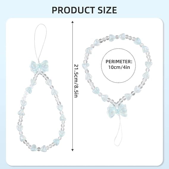 2-pack Telefon Snodd Charm Set - Söt Glittrande Kristall Rosett Kärlek Pärlkedja, Estetisk Handledsrem för Kvinnor Flickor