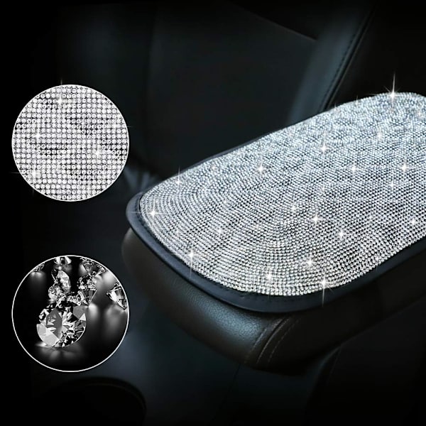 Bling Bilarmrestskydd Glans Kristall Bilcenterkonsolskyddsskydd Universal Auto Arm Rest Kuddar