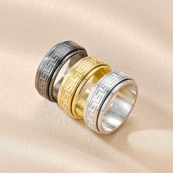 No 9 Sort Spinner Ring til Mænd Kvinder Cool Evil Eye Ringe Rustfrit Stål Fidget Ring Stress Relief Ring