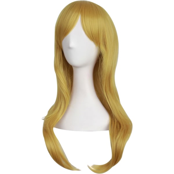 70cm/ 28 tommer Lang Krøllet Dame Krøl Anime Kostume Paryk Yellow