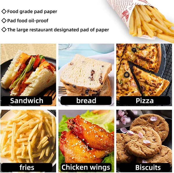 Bakplåtspapper, 100 ark bakplåtspapper, papper för matkorgsfoder, för kakor, bröd, pommes frites, pizza, (36 x 25 cm), A