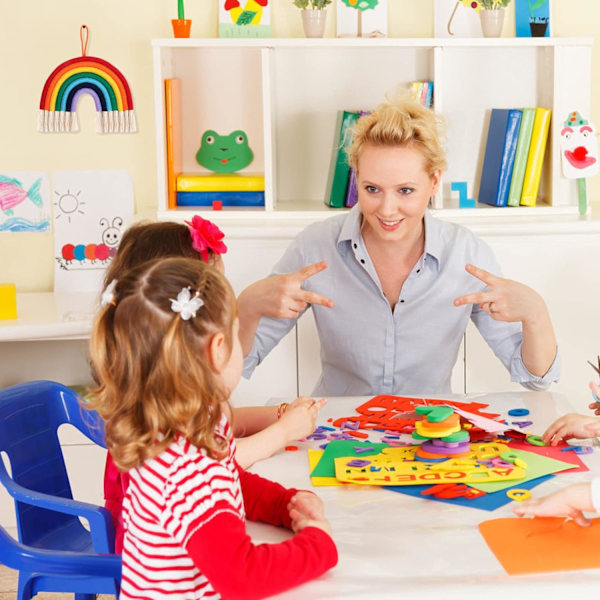 Handvävd Regnbågsväv Dekorativ Hängande Trasa Väv Macrame Väggväv 7 Flätade Rep för Sovrum Vardagsrum Barnkammare Baby Barn