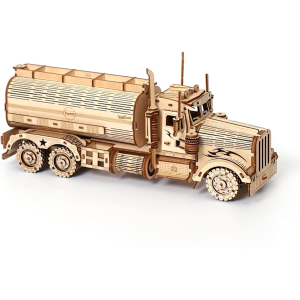 Tankbil Modelbyggesæt, Træmekaniske Modelbyggesæt til Samling, 3D Træpuslespil Konstruktionsbyggesæt