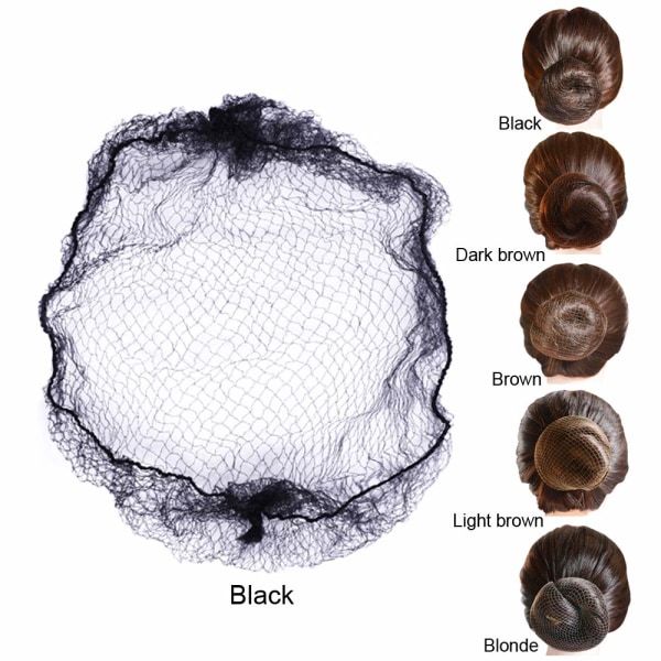 50 st hårsnät för bulle osynligt elastiskt nät 20 tum 50 cm (bulkförpackning, svart)