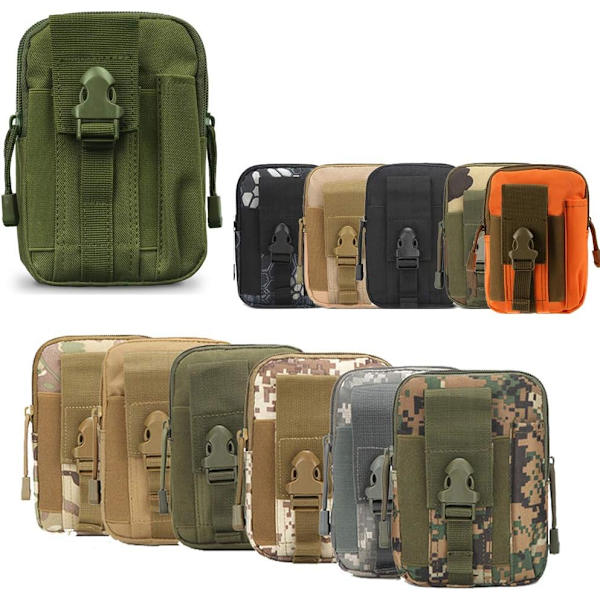 Multifunksjons Poly Verktøyholder, Taktisk Lomme Utility Gadget Midjeveske med Mobiltelefon for Vandring Camping Military green
