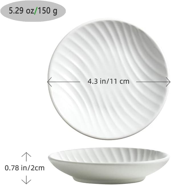 1 st Chic Rund Tvålkopp, Modern Minimalistisk Randig Design Keramisk Bricka (Vit)
