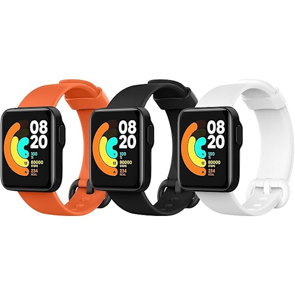 Rem för Xiaomi Mi Watch Lite/Redmi Watch, mjukt silikonersättningsband Sportarmband Armband Svart/Vit/Orange