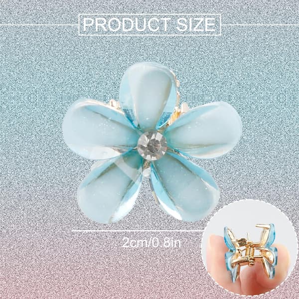 10 stk. mini diamant hårkløer, små blomsterhårnåle, søde mini hårspænder, hårstyling tilbehør (blå)