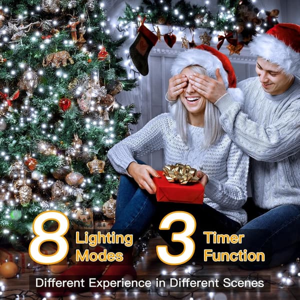 500-LED Julgransbelysning, 50m, 8 lägen, Kallvit