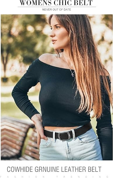 2 pakker læderbælter til kvinder til jeans, mode læder dame taljebælte, længde 110 cm