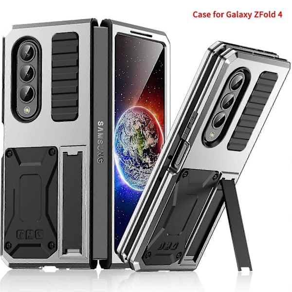 Skal Kompatibelt Med Samsung Galaxy Z Fold 4, Hårt PC Militärt Pansar Kraftigt Stötsäkert Skal Med Fäste