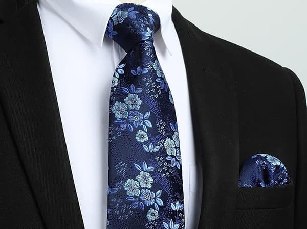 Slips för män blommigt slips och näsduk klassisk herrslips i siden för bröllopsfest affärer