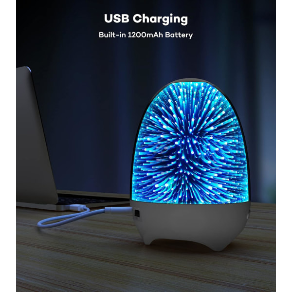 Bluetooth-højttaler natlys, 3D Galaxy-sengelampe med berøringskontrol, dæmpbar RGB 7-farvet variabel LED bærbar trådløs opladning soveværelse bordlampe