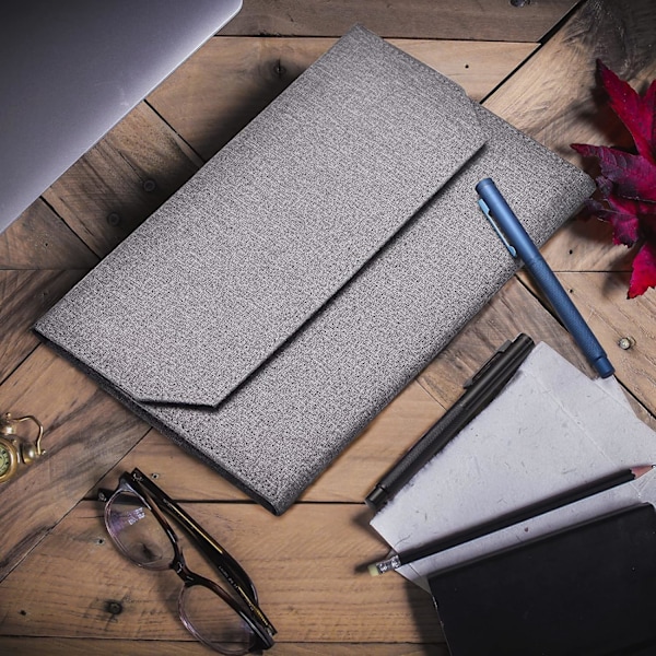 12 Penneetui Grå Organizer Bag Portfolio, Vanntett Canvas Pen Display Holder med Skillevegg