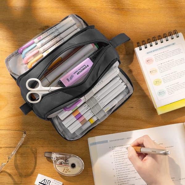 Etui, stort penalhus, 4 rum penalhuse Black
