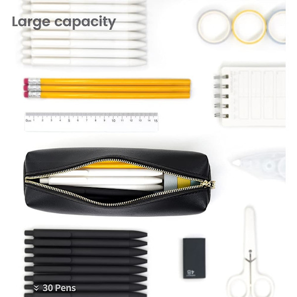 Etui, bærbar brevpapir taske, kosmetisk arrangør taske Black