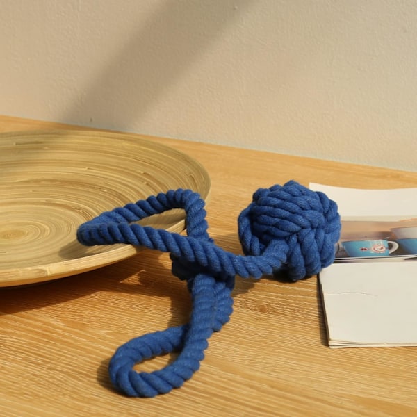 Paketti verhoklipsuja, joissa on suuri kudottu pallo ulkokäyttöön, käsin kudotut puuvillaverhoklipsut, koristeelliset verhoklipsut Royal blue