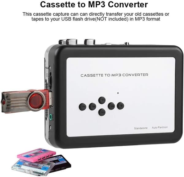 Kassetteafbryder med headset, bærbar personlig USB-kassettebånd til pc-anskaffelse af MP3 CD-konvertere