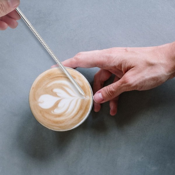 5 st rostfria kaffekonstpennor, kaffefancystygn baristaverktyg för cappuccino latte espresso dekorering hem kök café