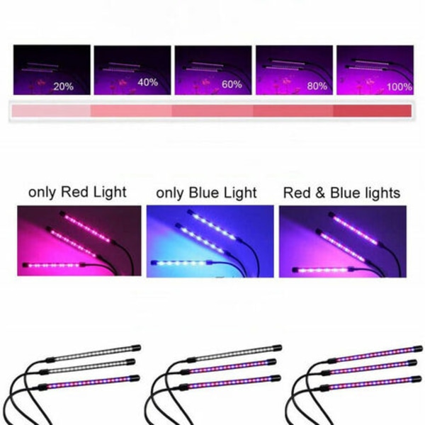 LED-kasvilamppu, kaksoispää, kaksoisputki, pidike, mehikasvien kasvatuslamppu