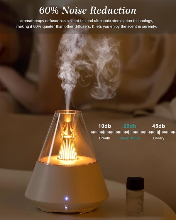 Æterisk oliediffuser, 150ML Ultralyd Cool Mist Aromaterapi Diffuser, med Vandløs Auto-sluk og LED-stearinlys til hjemmet, yoga, hvid