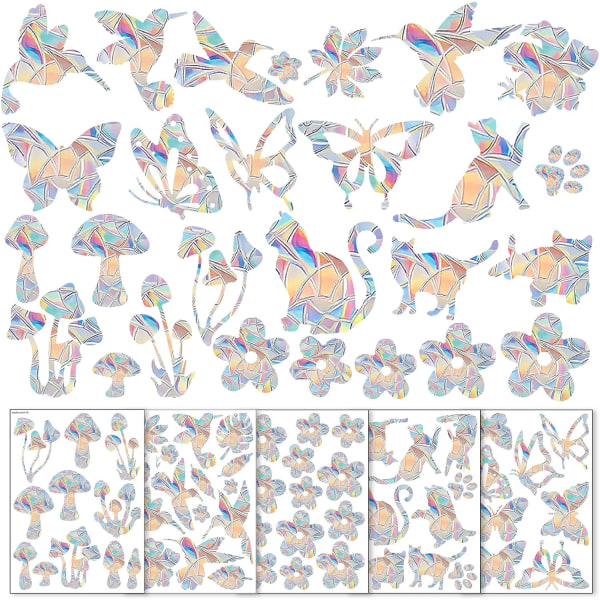 5 sarjaa ikkunatarroja lintujen suojeluun, sateenkaaren ikkunakuvatarrat lintujen törmäyksenestoikkunatarrat staattiset tarrat ikkunakoristelu